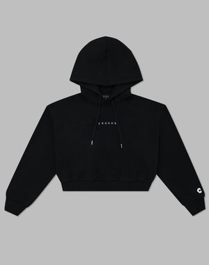 CRONOS WOMEN HEART LOGO SHORT HOODIE [BLACK]
