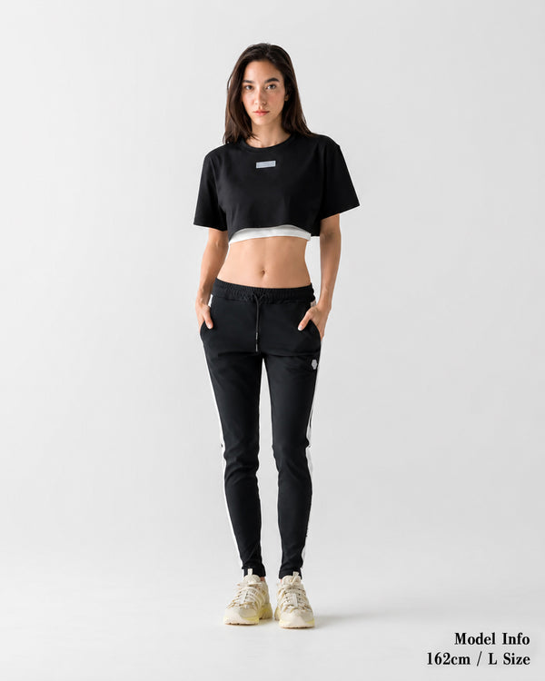 CRONOS 女款 COOL FIT 緊身褲【黑x白】