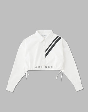 CRONOS WOMEN 2LINE SHORT SHIRTS【WHITE】