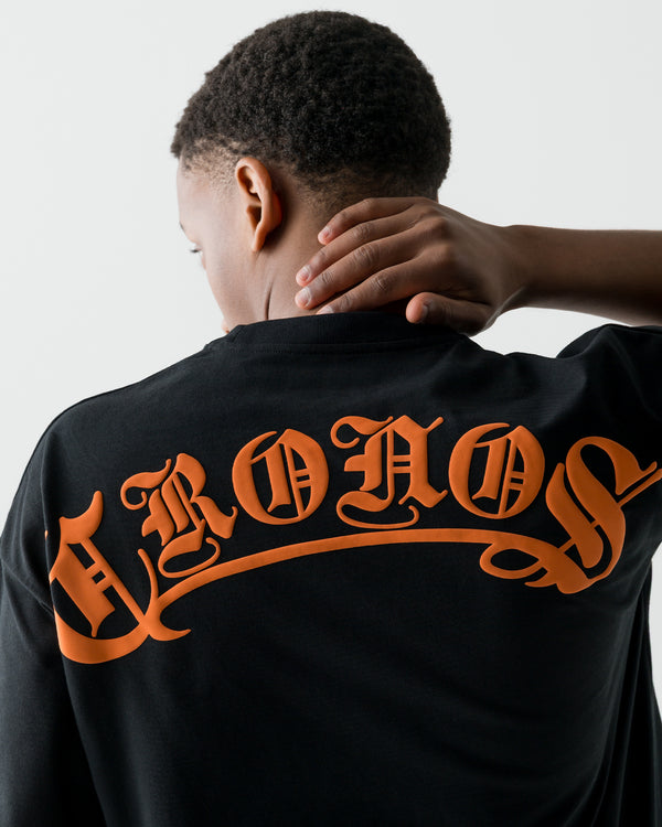 CRONOS BLACKLETTER S/S TEE【BLACK×ORANGE】