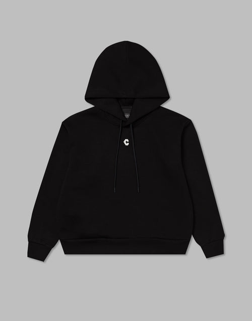 CRONOS WOMEN EMBROIDERY LOGO HOODY [BLACK]