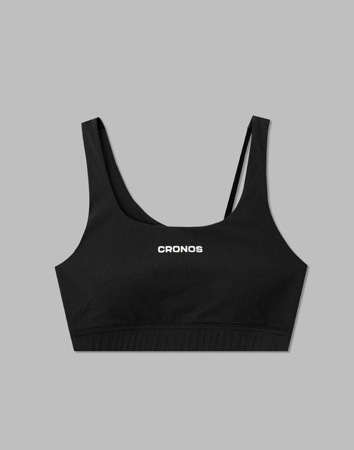 CRONOS WOMEN BACK LOGO STRAP BRA【BLACK】
