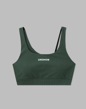 CRONOS WOMEN BACK LOGO STRAP BRA【GREEN】