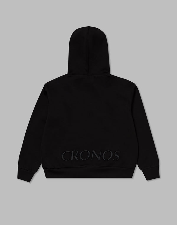 CRONOS 女用刺繡標誌連帽衫 [黑色]
