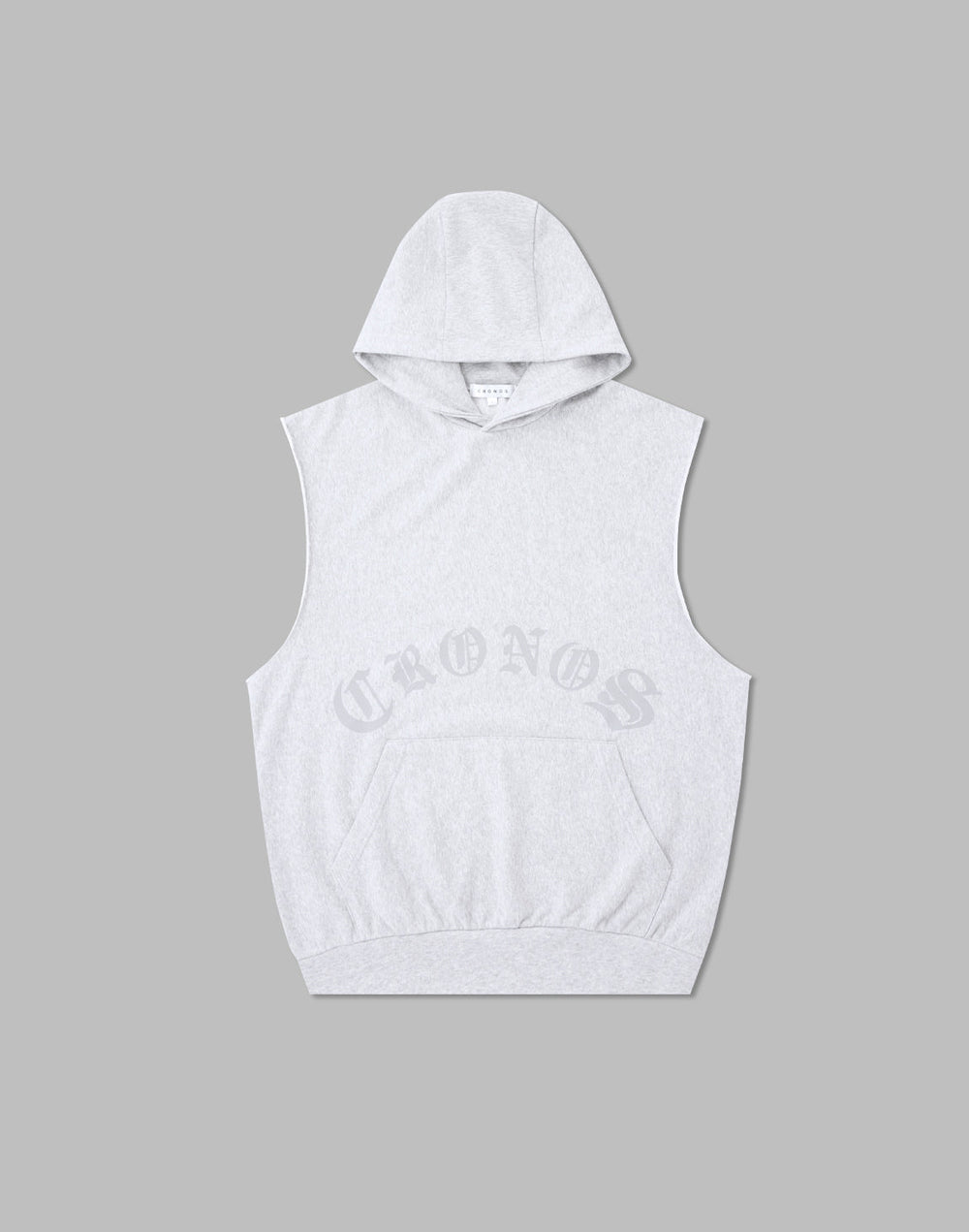CRONOS BLACK LETTER LOGO SLEEVELESS HOODIE [WHITE]