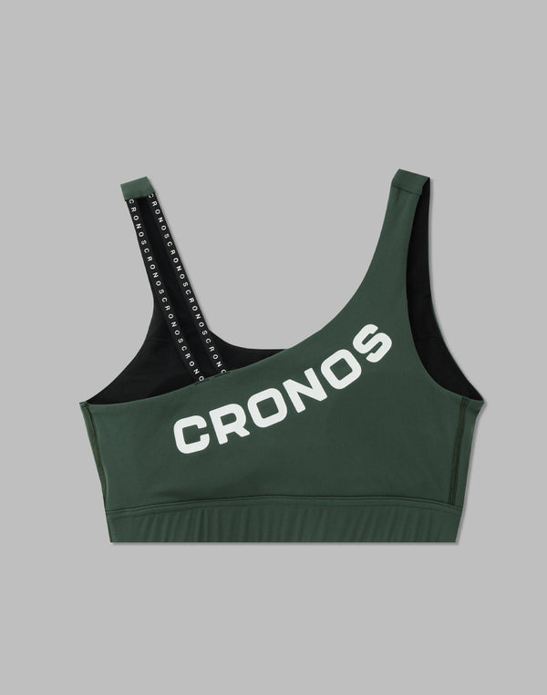 CRONOS WOMEN BACK LOGO STRAP BRA【GREEN】