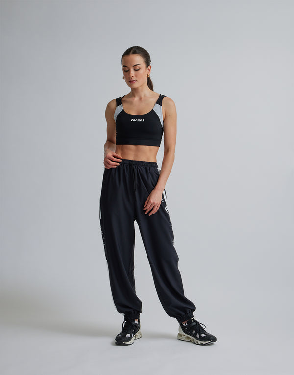 CRONOS WOMEN SPORTS MESH BRA【BLACK×WHITE】
