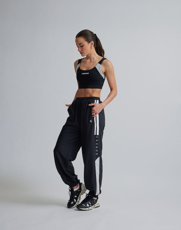 CRONOS WOMEN SPORTS MESH BRA【BLACK×WHITE】