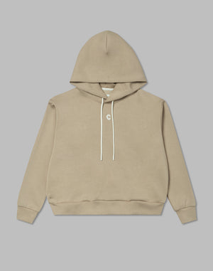 CRONOS WOMEN EMBROIDERY LOGO HOODY [BEIGE]