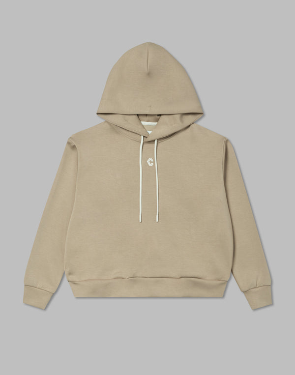 CRONOS WOMEN EMBROIDERY LOGO HOODY【BEIGE】