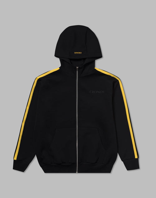 CRONOS DOUBLE STRIPES ZIP HOODIE【BLACK×YELLOW】