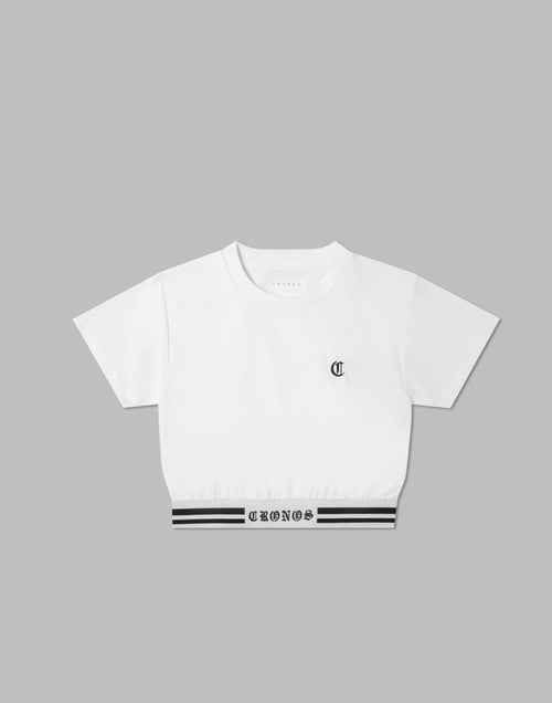 CRONOS WOMEN BLACK LETTER T-SHIRTS【WHITE】