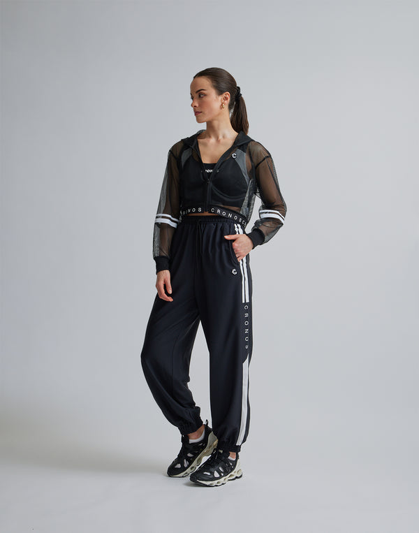 CRONOS WOMEN SPORTS MESH BRA【BLACK×WHITE】