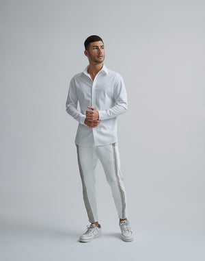 CRONOS BLACK STRETCH SHIRT【WHITE/BLACK】
