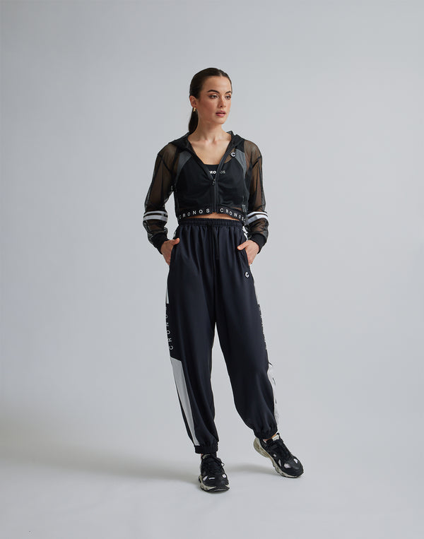 CRONOS WOMEN SPORTS MESH BRA【BLACK×WHITE】