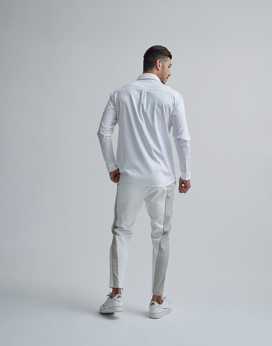 CRONOS BLACK STRETCH SHIRT【WHITE/BLACK】