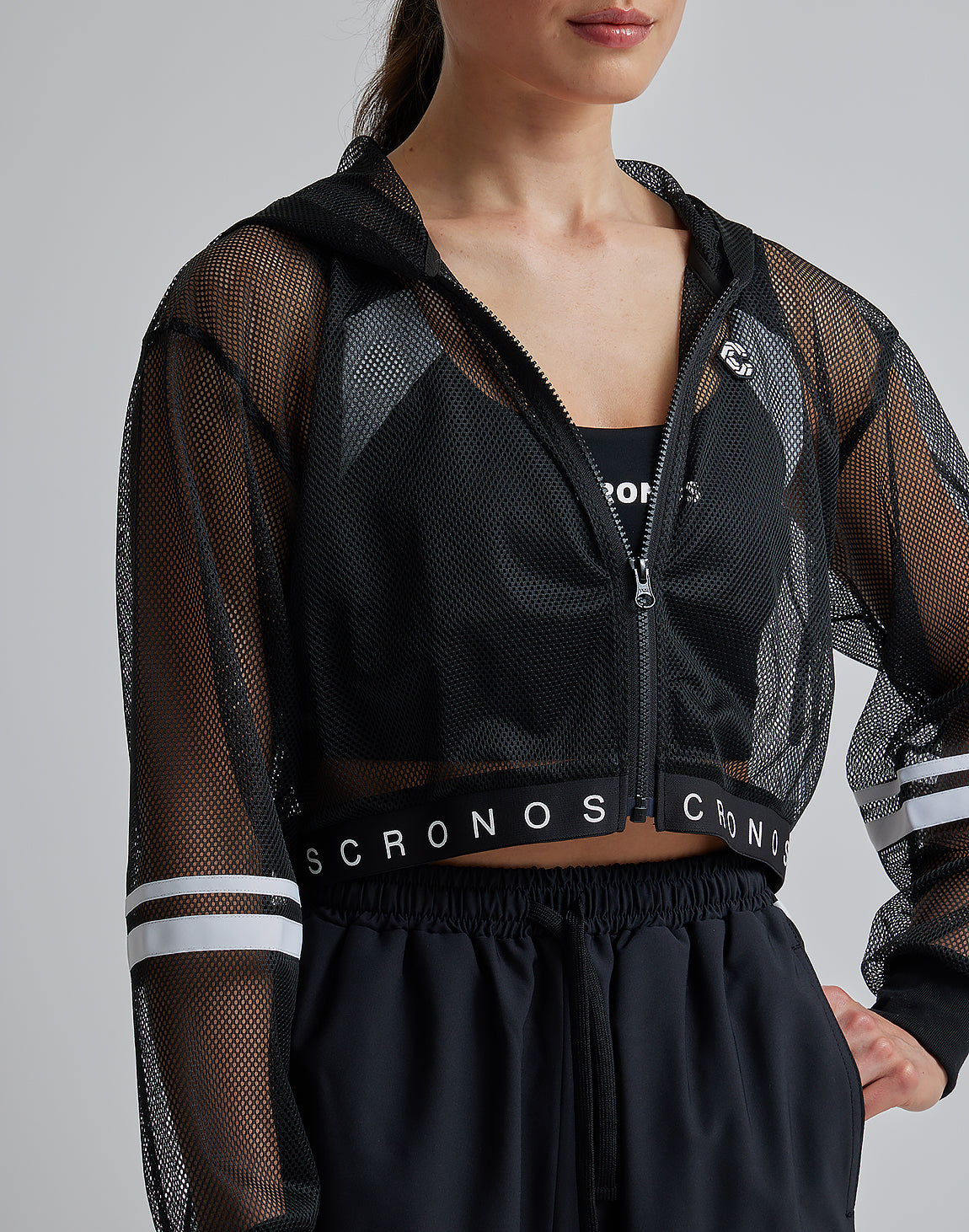 CRONOS WOMEN MESH ZIP HOODY【NAYVY】 – クロノス CRONOS
