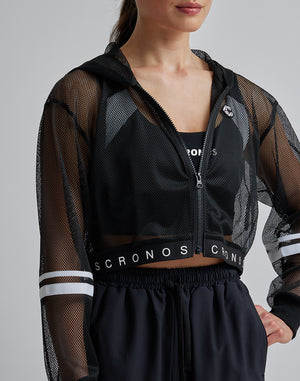 CRONOS WOMEN MESH ZIP HOODY [NAVY]