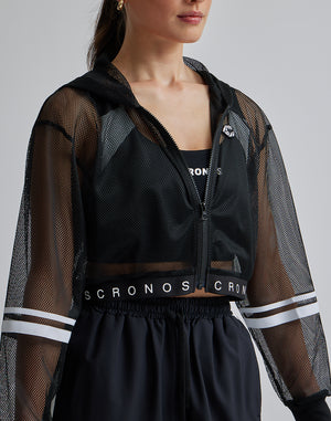 CRONOS 女款網眼拉鍊連帽衫