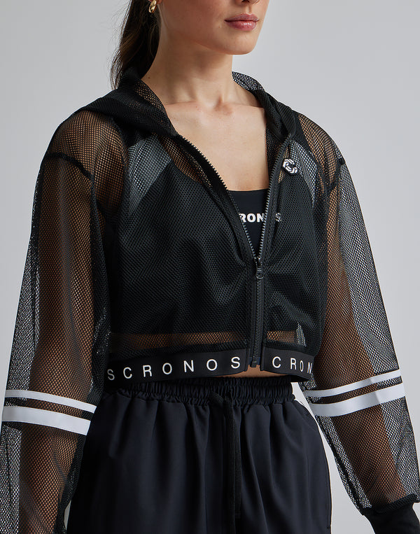 CRONOS 女款網眼拉鍊連帽衫