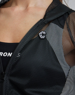 CRONOS WOMEN MESH ZIP HOODY [NAVY]