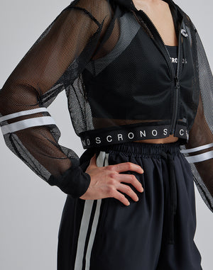 CRONOS 女款網眼拉鍊連帽衫