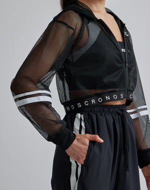 CRONOS WOMEN MESH ZIP HOODY [WHITE]