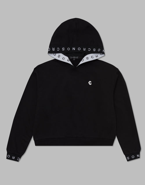 CRONOS WOMEN LOGO JACQUARD HOODIE [BLACK]