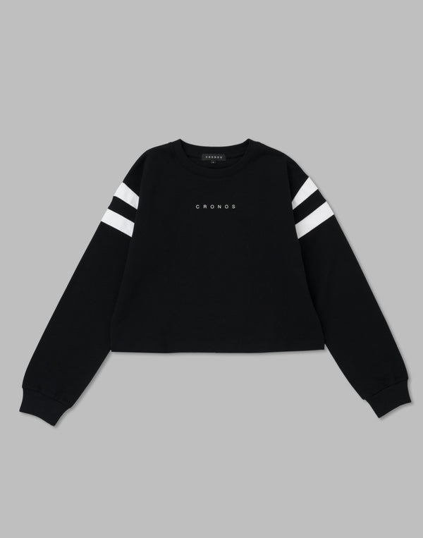 CRONOS WOMEN DIAGONAL LINE LONGSLEEVE【BLACK】