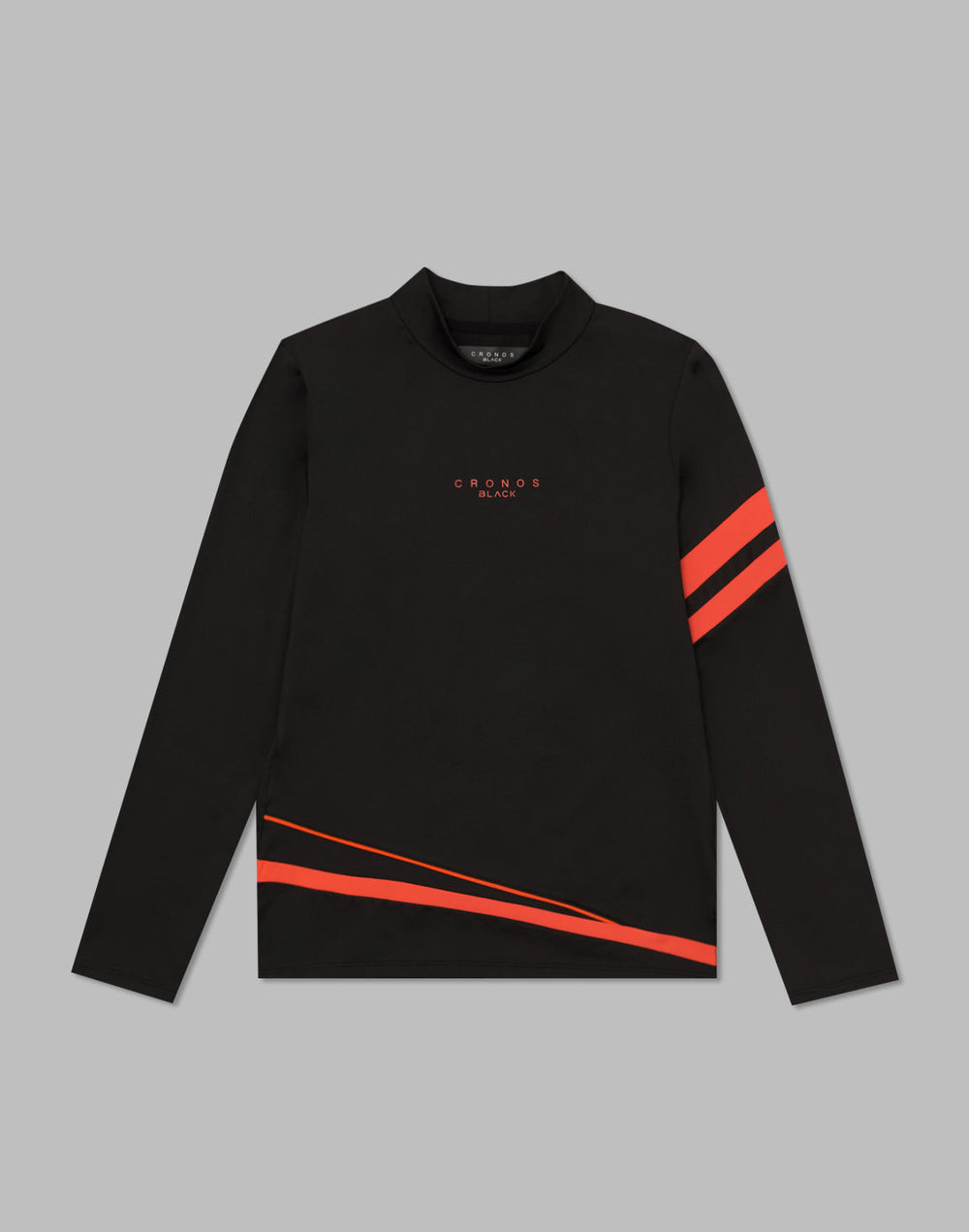 CRONOS BLACK MOCK NECK LINE LONG SLEEVE SHIRT [BLACK×RED]