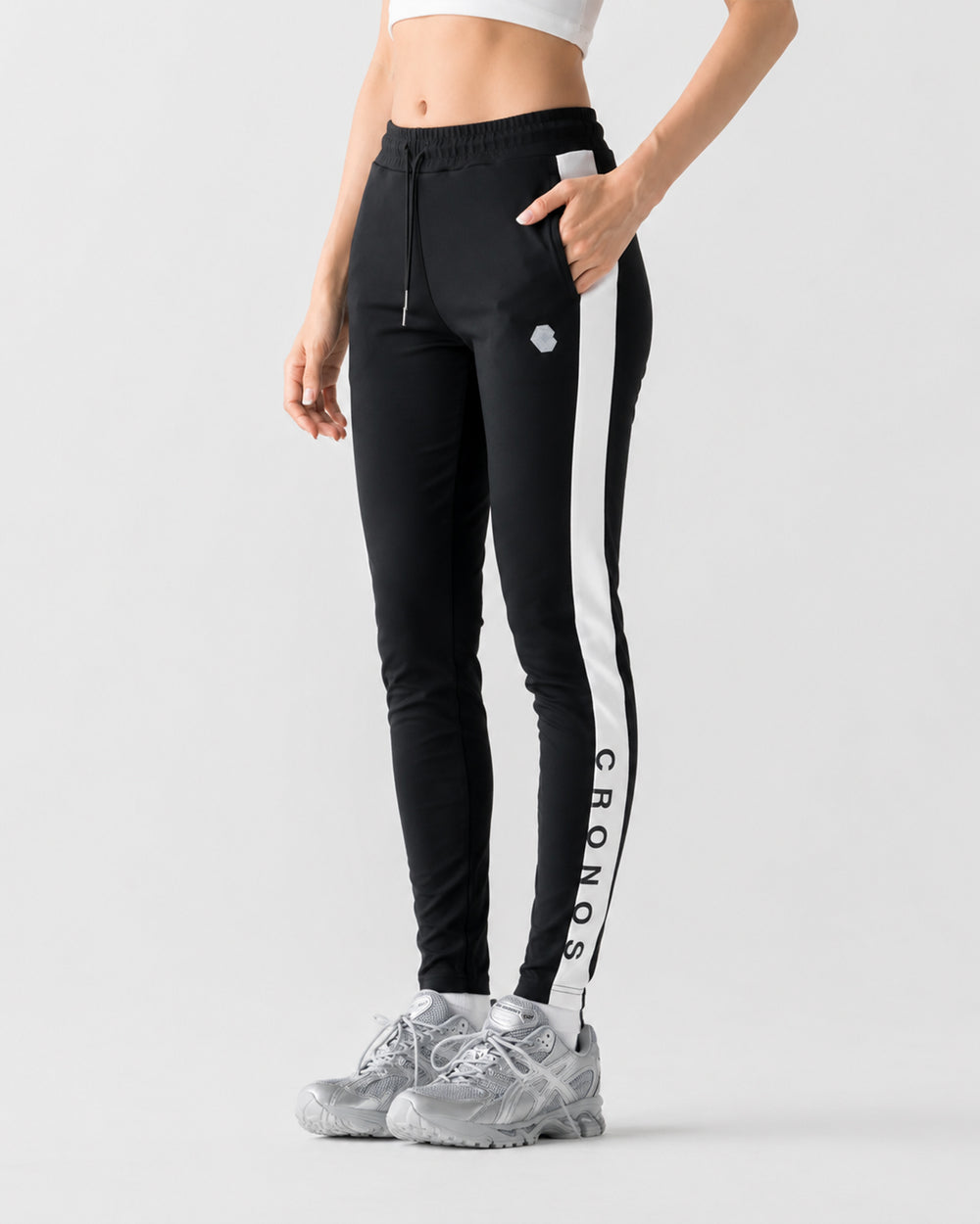 CRONOS WOMEN COOL FIT SKINNY PANTS [BLACK x WHITE]