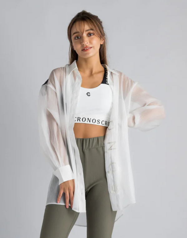 CRONOS WOMEN SHEER SHIRTS [WHITE]
