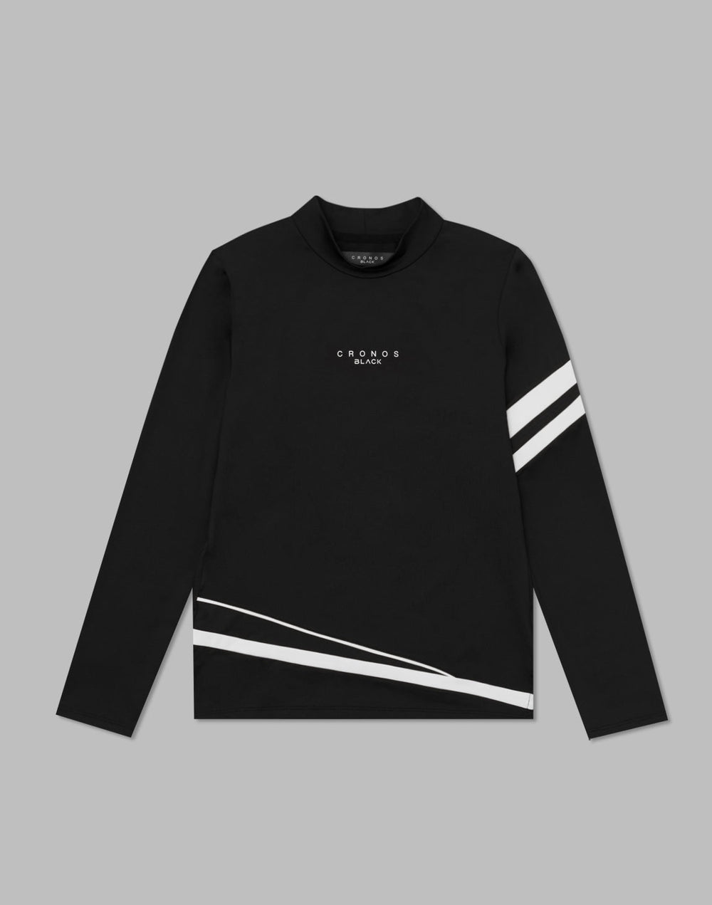CRONOS BLACK MOCK NECK LINE LONG SLEEVE SHIRT [BLACK×WHITE]