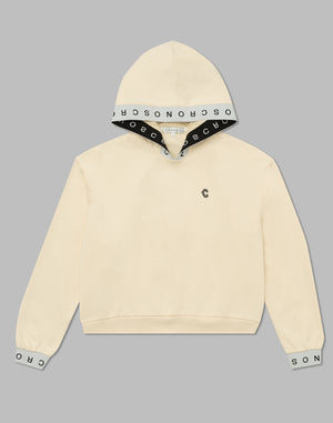 CRONOS WOMEN LOGO JACQUARD HOODIE [CREAM]