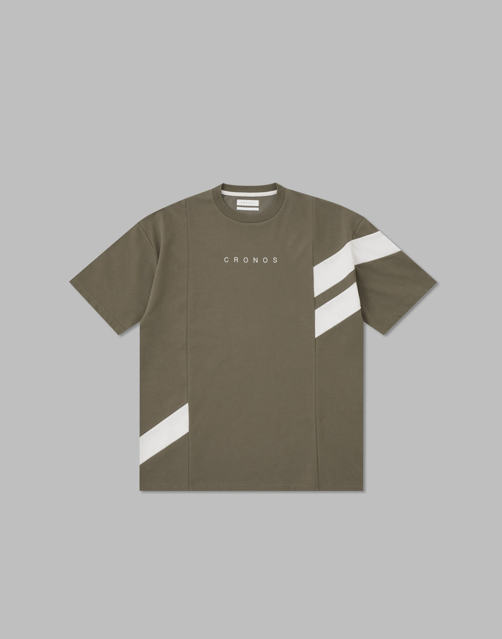 CRONOS DIAGONAl STRIPE OVERSAIZE T-SHIRTS【TAUPE】