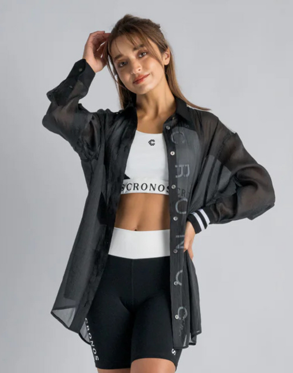 CRONOS WOMEN SHEER SHIRTS [BLACK]