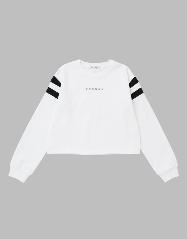 CRONOS WOMEN DIAGONAL LINE LONGSLEEVE【WHITE】