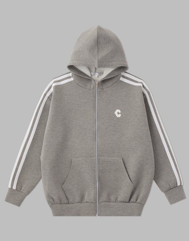 CRONOS 2LINE ZIP HOODIE【GRAY】 - クロノス CRONOS Official Store