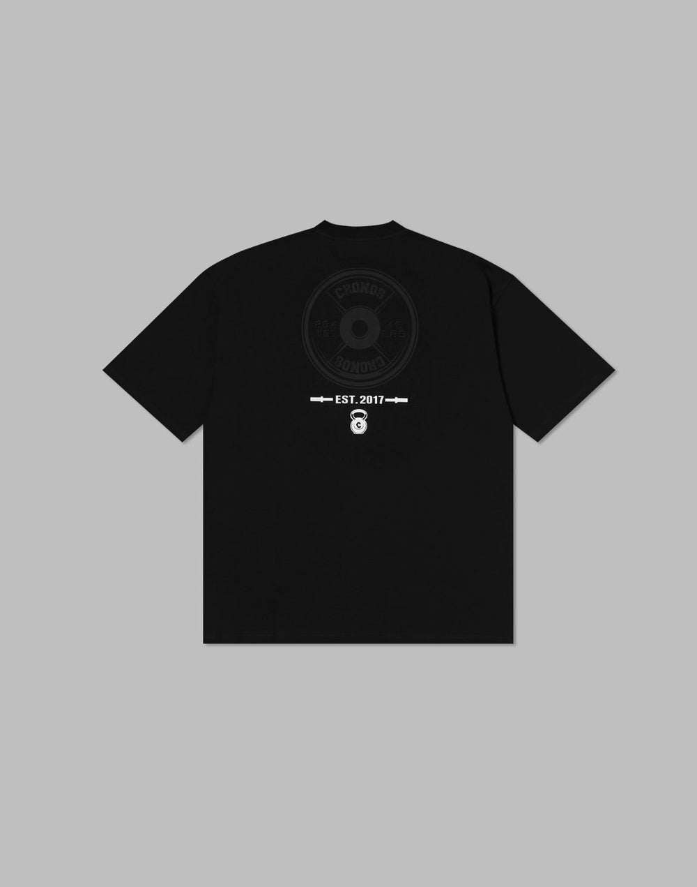 CRONOS DUMBBELL MOTIF PRINT T-SHIRT【BLACK】
