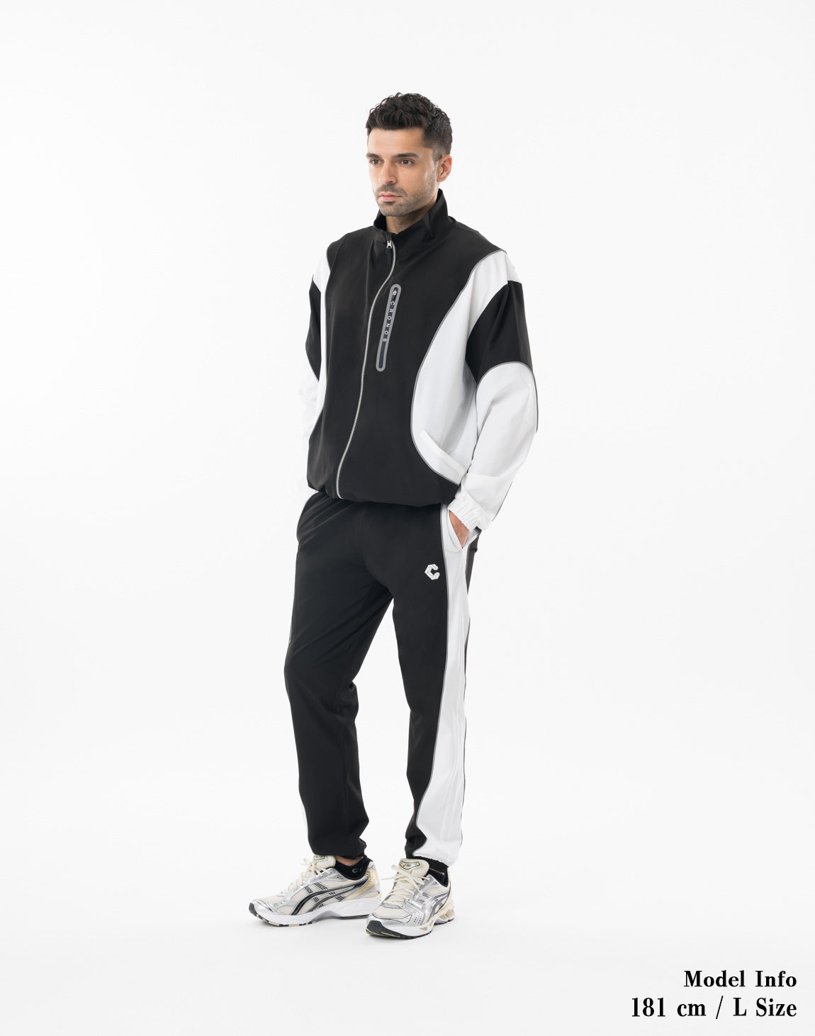 CRONOS ナイロンジャケット M ブラック/ホワイト CRONOS BLACK STAND ZIP BLOUSON【WHITE】