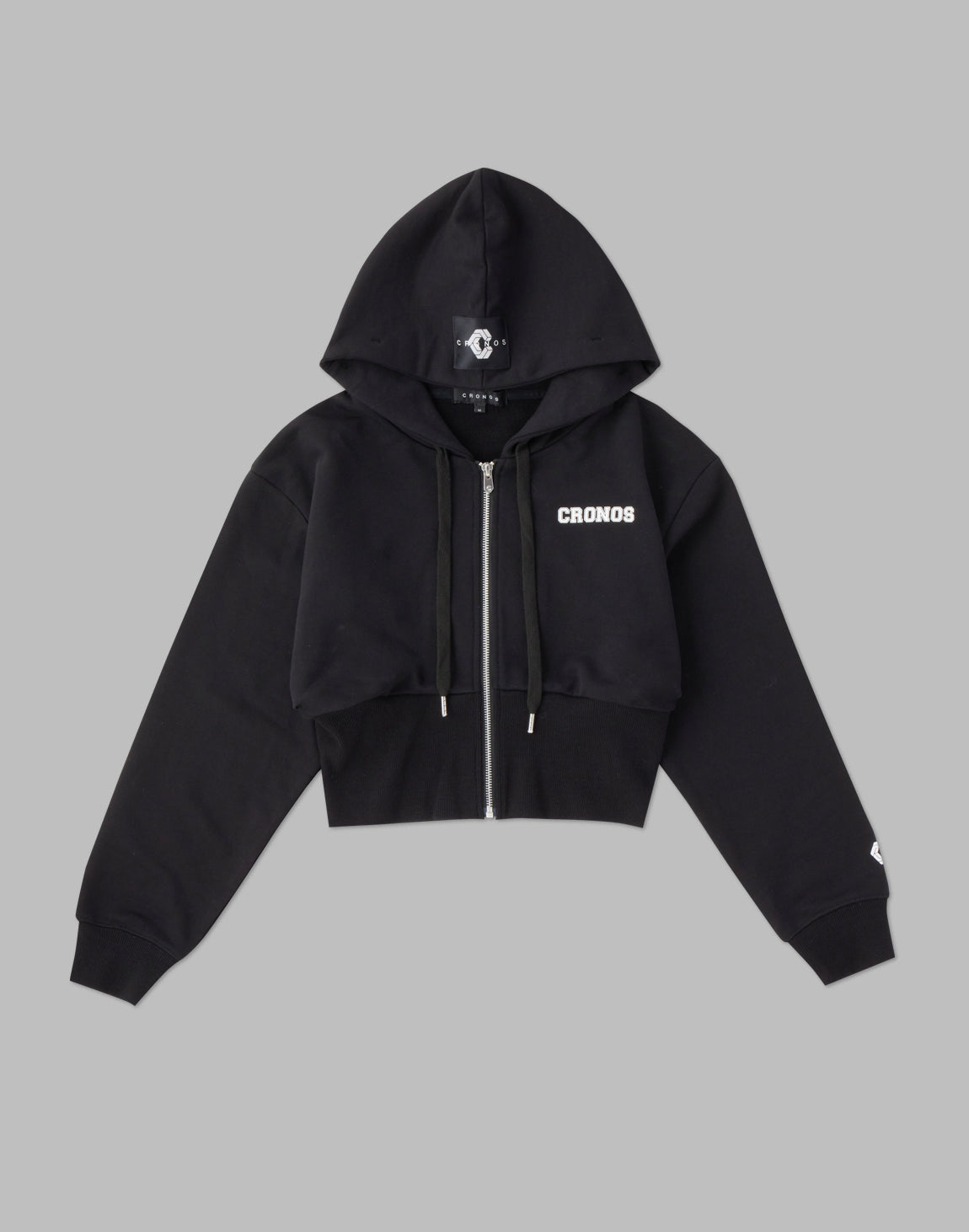 CRONOS WOMEN RIB SHORT ZIP HOODIE Sサイズ CRONOS WOMEN RIB SHORT ZIP HOODIE [BLACK] – クロノス CRONOS