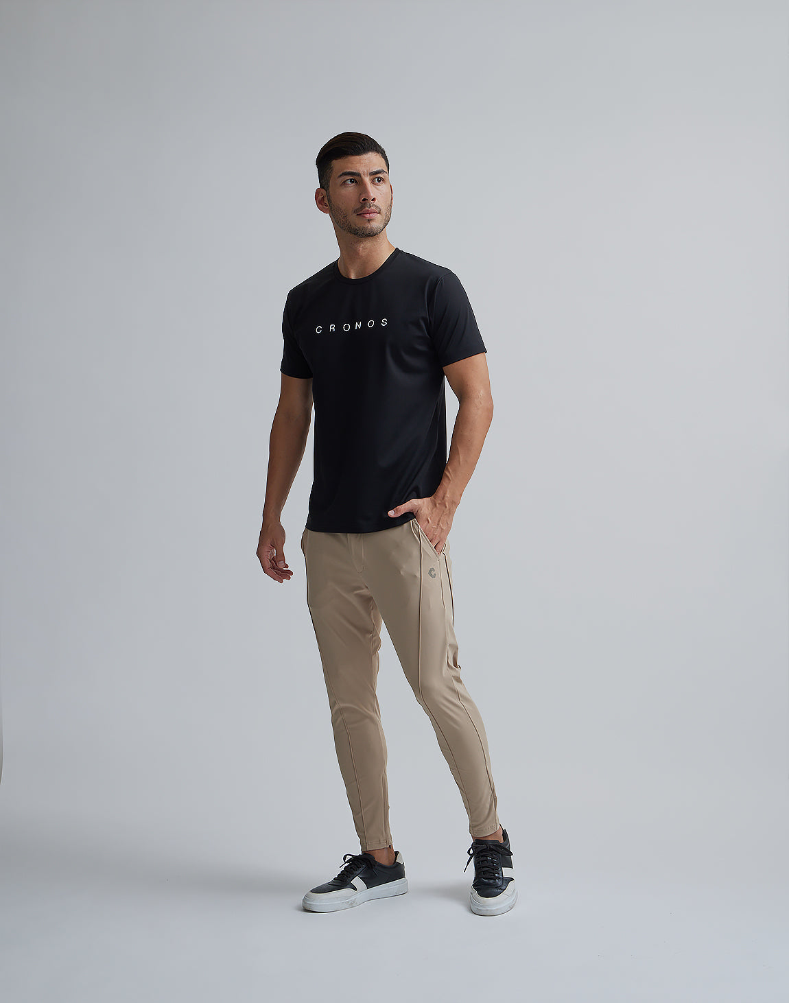 CRONOS BLACK PIN TUCK STRETCH PANTS