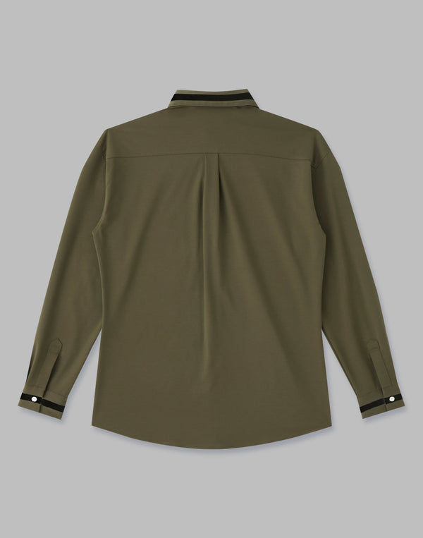 CRONOS BLACK SWITHED COLLAR STRETCH SHIRTS
