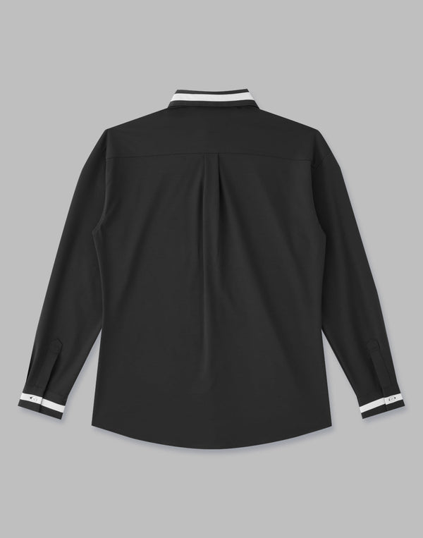 CRONOS BLACK SWITHED COLLAR STRETCH SHIRTS