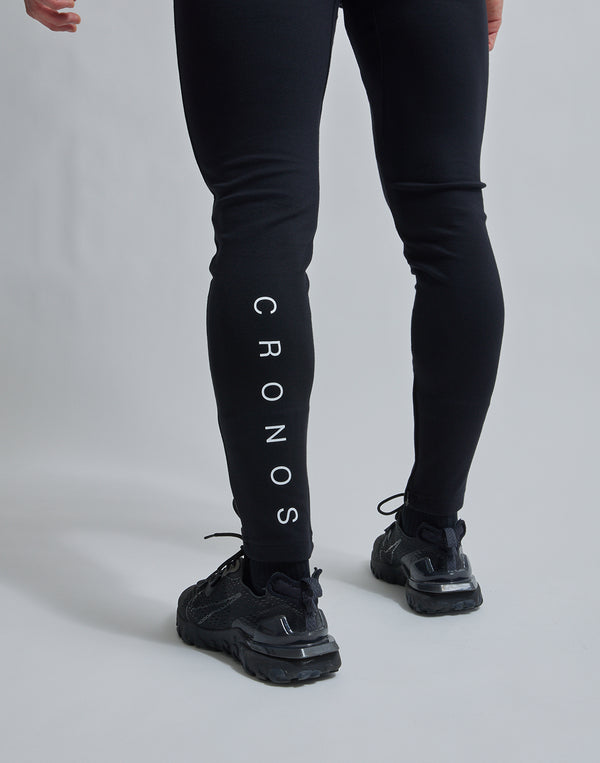 CRONOS 小牛皮 LOGO 褲子 [黑色]