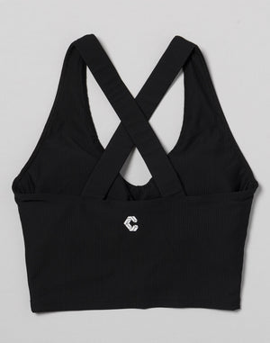 CRONOS WOMEN RIB GATHER BRA【BLACK】