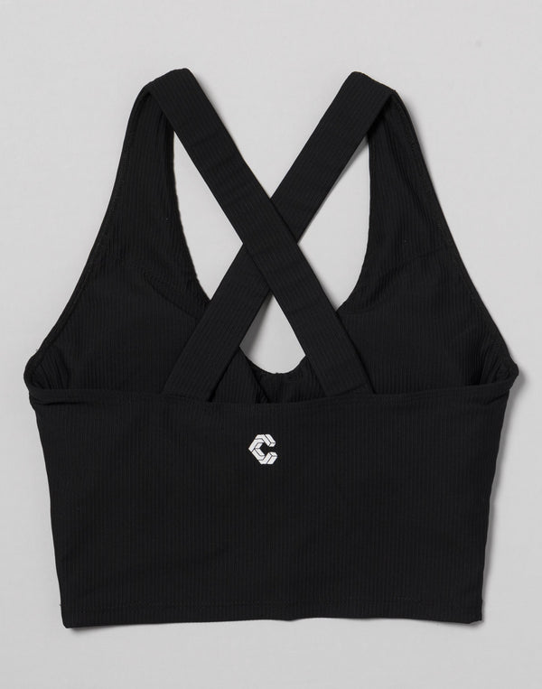 CRONOS WOMEN RIB GATHER BRA【BLACK】
