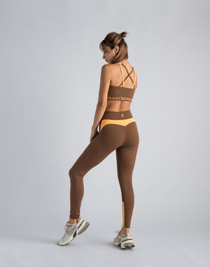 CRONOS WOMEN SWITCHED LOGO LEGGINGS【BROWN】