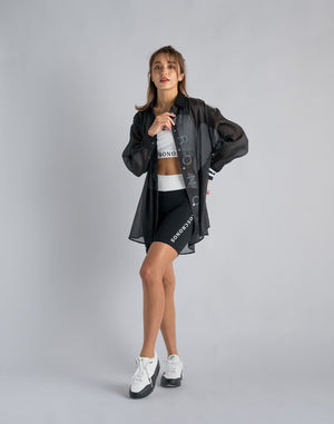CRONOS WOMEN SHEER SHIRTS [BLACK]