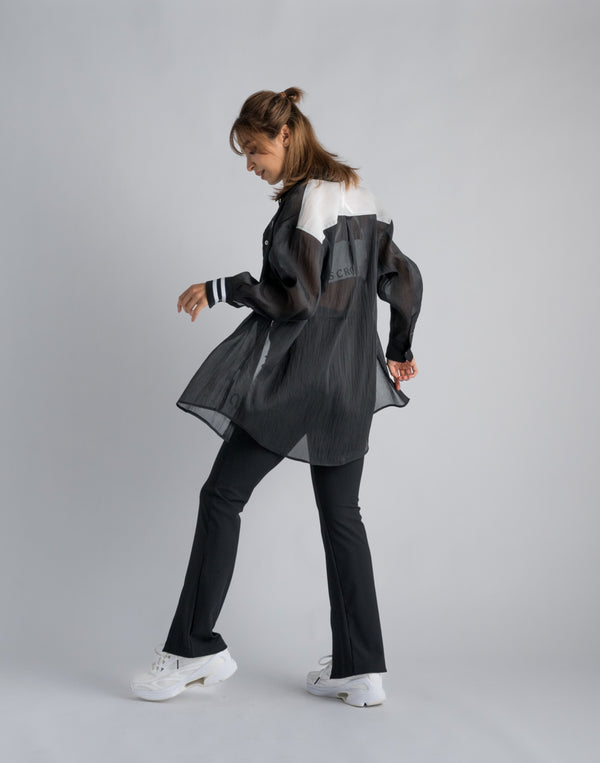 CRONOS WOMEN SHEER SHIRTS [BLACK]